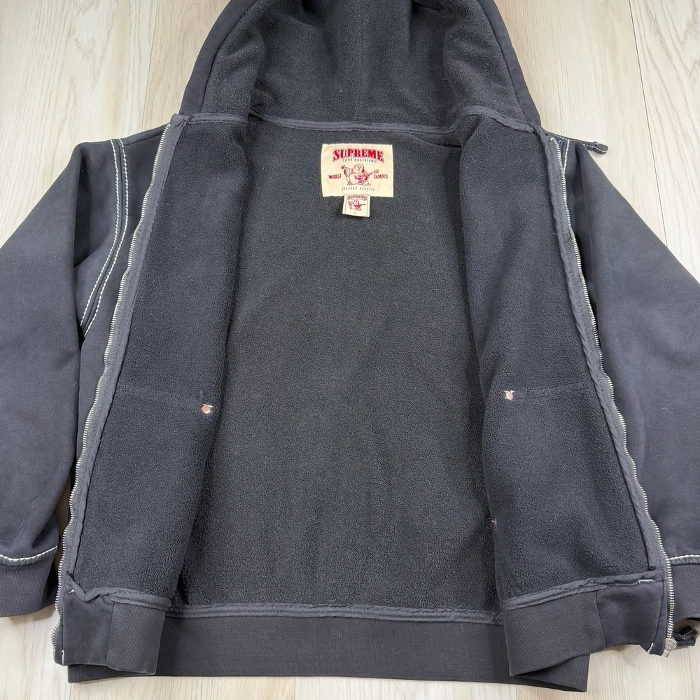 Supreme x True Religion Full Zip Hooded Fleece Graphic Print Hoodie Black Large - Picture 13 of 16